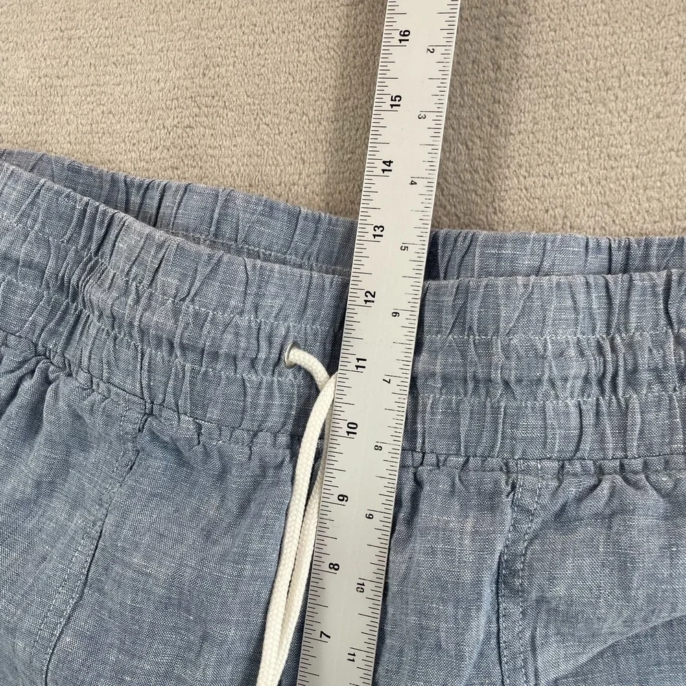 Athleta Cabo Linen Jogger Women 14 Blue‎ Tapered Fit Active Travel NWOT